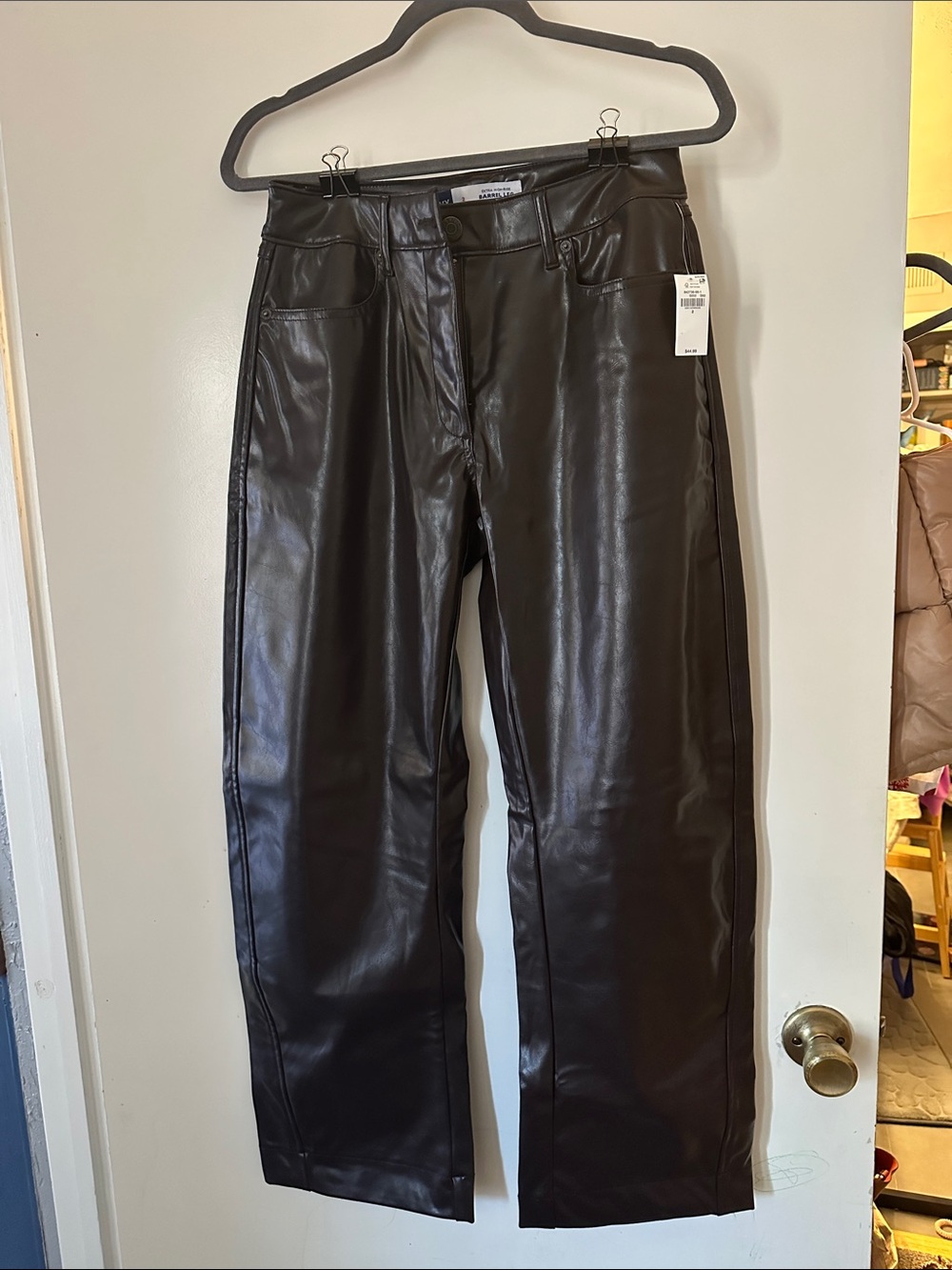Old Navy Faux Leather Barrel-Leg Pants - Black
